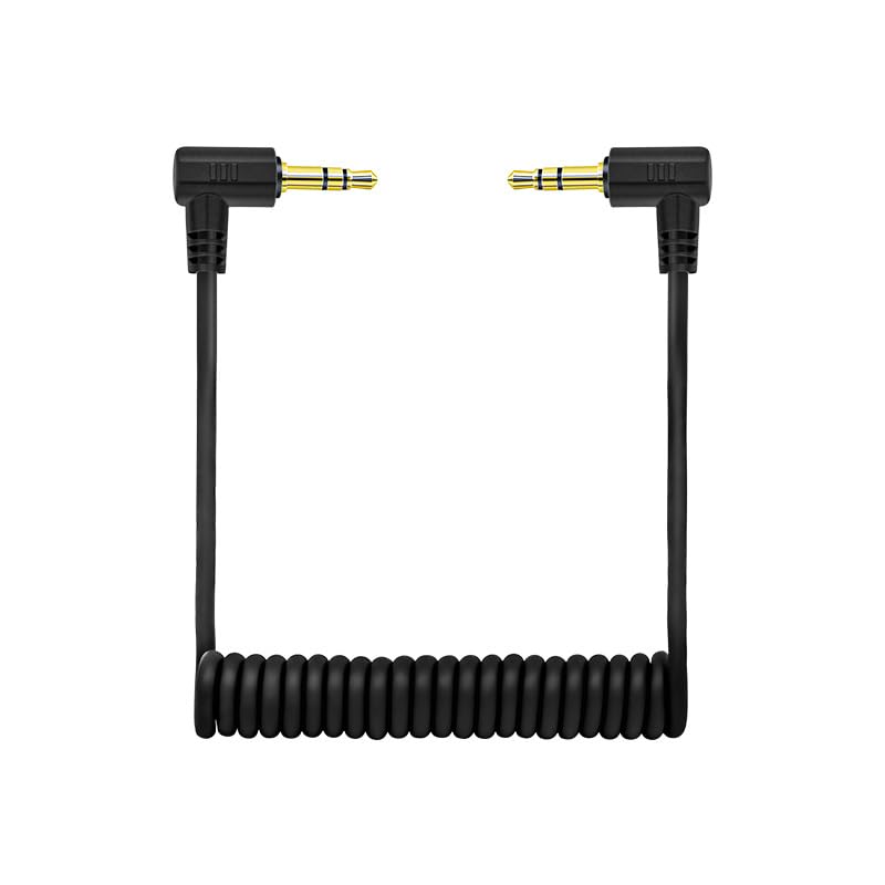 Foto&Tech Male Coiled Microphone Patch Cable Audio Adapter Compatible with Universal Cameras to Rode VideoMic Go BOYA Other External Mic (3.5mm TRS to TRS) - style: (TRS to TRRS)