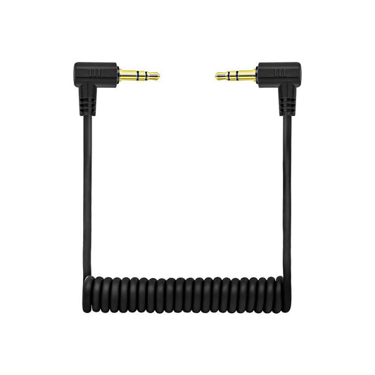 Foto&Tech Male Coiled Microphone Patch Cable Audio Adapter Compatible with Universal Cameras to Rode VideoMic Go BOYA Other External Mic (3.5mm TRS to TRS) - style: (TRS to TRRS)