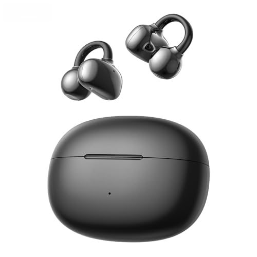 NE55 AI Translation Earbuds Real-Time, 135+ Languages Translator, Open Ear Wireless Bluetooth 6.0 Clip on Earbuds, Waterproof Open Ear Headphones with 52H Playtime, for Travel Work Meeting (Black) - color: Black
