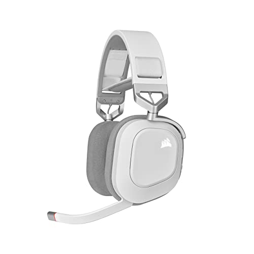 Corsair HS80 RGB Wireless PC PS5 PS4 Mac Gaming Headset – White - color: White