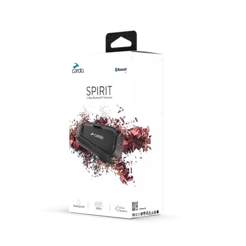Cardo Systems Spirit Motorcycle Bluetooth Communication Headset, 2-Way Bluetooth, Thin 32mm Speakers, Waterproof, Universal Connectivity - Single Pack - size: 1 Pack, style: Spirit