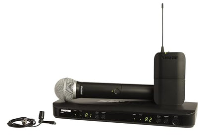 Shure BLX1288/CVL Dual-Channel Wireless Audio System, J11 Band (596–620 MHz) – BLX88 Receiver, PG58 Handheld Mic & CVL Lavalier Bodypack – Up to 14 Hr Battery, 300 ft Range - style: J11 Band (596-616 MHz)