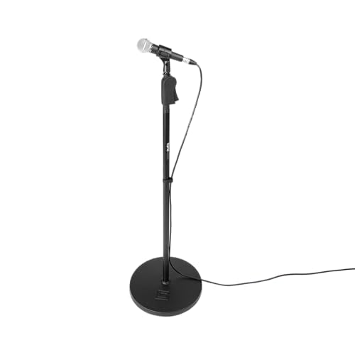 Gator Frameworks 12" Round Base Mic Stand, Height Adjustable (GFW-MIC-1201) | Adjust mic height smoothly with one hand while the weighted base and cable management keep your setup steady and clean. - style: 12" Weighted Base - Deluxe Height Adjust
