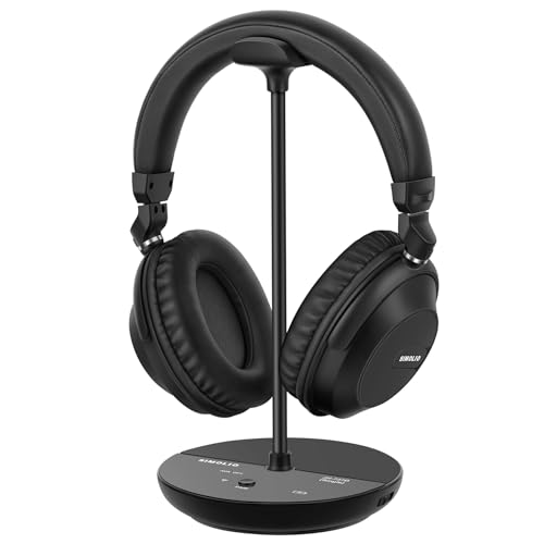 SIMOLIO TV Headphones Wireless, Phone/PC Compatible Bluetooth Headset, 737D | Audio Bypass to Soundbar, Clear Voice & Volume Boost for Seniors Hard of Hearing, Cinema Mode, 164ft Range, Swap Earmuffs - style: One Headset