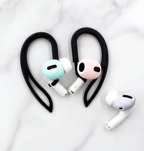 3 Pairs Ear Hooks for AirPods Pro 3 (2025) 2nd AirPods Pro AirPods 3rd 2 1 [360° Rotatable Multi-Dimensional Adjustable] Silicone Soft Comfortable Anti-Slip Sports Clamp (Black) - color: Black