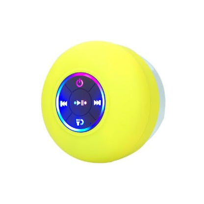 Mini Bluetooth Shower Speaker Yellow, Silicone Suction Cup Portable Speaker with LED Lights, IPX4 Waterproof, Built in Mic, for Bathroom Kitchen Outdoors, Ideal Gifts (Yellow) - color: Yellow