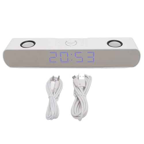 Zunate Bluetooth Speakers Desktop PC Soundbar, HiFi Stereo USB Wired AUX in Gaming Speaker - Built in Subwoofer, Alarm Clock, FM Radio for Laptop PC (White), Zunatea3gw02dut1-12 - color: White