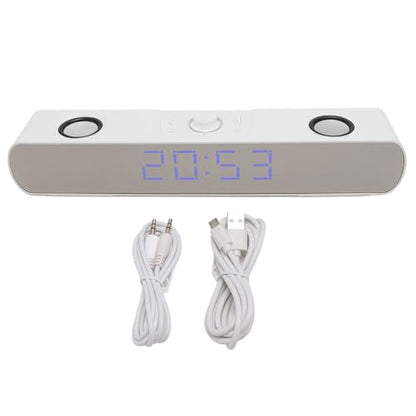 Zunate Bluetooth Speakers Desktop PC Soundbar, HiFi Stereo USB Wired AUX in Gaming Speaker - Built in Subwoofer, Alarm Clock, FM Radio for Laptop PC (White), Zunatea3gw02dut1-12 - color: White