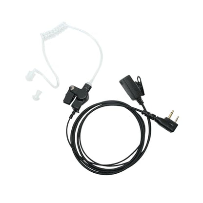 Acoustic Tube Earpiece Compatible with ICOM IC-V8 IC-F4011 | Clear acoustic tube, dual mushroom earplugs, in-line PTT mic, PU cable; Compatible with ICOM IC-F3011 IC-F3021 IC-V82 2-Pin