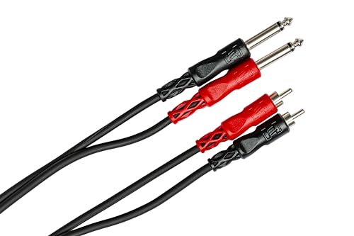 Hosa CPR-202 Stereo Interconnect, Dual 1/4 Inch TS to Dual RCA, 6.5 Feet
