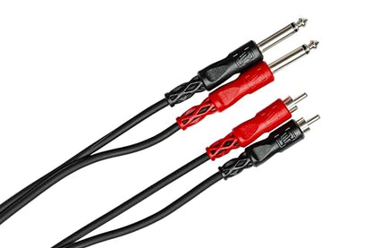 Hosa CPR-202 Stereo Interconnect, Dual 1/4 Inch TS to Dual RCA, 6.5 Feet