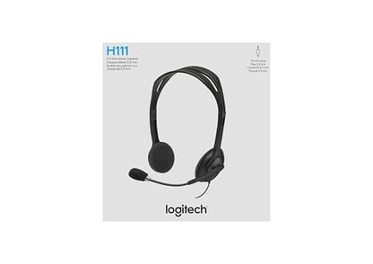 Logitech H111 Wired Headset Stereo Headphones - Black | Wired headphones, 3.5 mm audio jack, compatible with PC, Mac, laptop, smartphone, and tablet