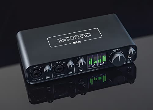Motu M4 4x4 USB-C Audio Interface | Recording, mixing and podcasting with 4x4 USB-C connectivity, MIDI I/O and low latency monitoring