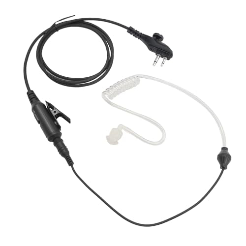 Clear Coil Tube Earbud Headset with PTT Mic 2-Pin Screw Earpiece Transparent Acoustic Surveillance Kit Compatible for Hytera PD502 PD562 BD502 TC-508 TC-580 Radios