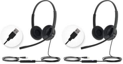 Yealink UH34 USB Headset with Mic,Stereo Wired Headphones with Noise Cancelling Microphone,Professional Work Headset VoIP Phone PC Computer Call Center Office(Ultra Light) (Pack of 2) - size: Stereo (Pack of 2)