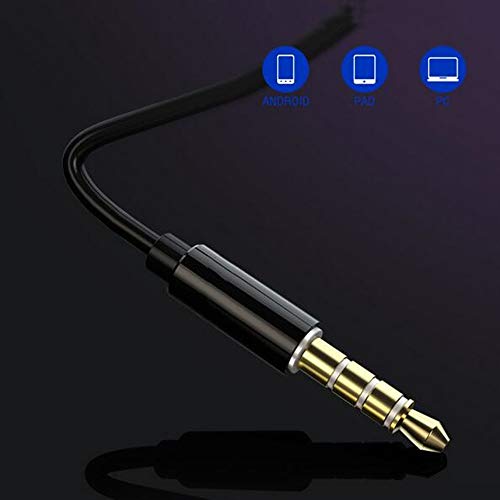 Single Earphone One Side Earplugs with Microphone 3.5mm Plug Single Earbud Stereo Sound Reinforced Cord Compatible with Smartphone MP3,Radio