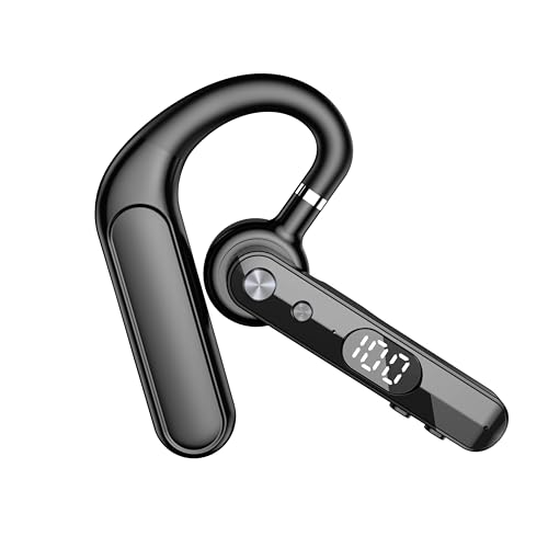 Single Bluetooth Phone Earpiece 48Hrs Earbud One Ear Piece Open Ear Bud Air Bone Conduction Earless Out of Ear Headphones Bluetooth Wireless Headset with Mute Microphone Earhook for Work