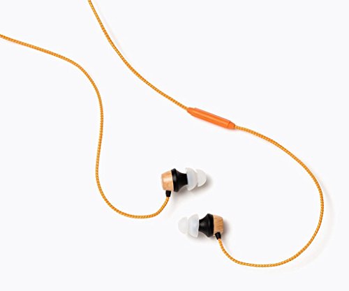 Symphonized ALN Premium Genuine Wood in-Ear Noise-isolating Headphones, Earbuds, Earphones with Mic (Orange Stripe) - color: Orange Stripe