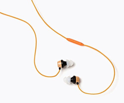 Symphonized ALN Premium Genuine Wood in-Ear Noise-isolating Headphones, Earbuds, Earphones with Mic (Orange Stripe) - color: Orange Stripe