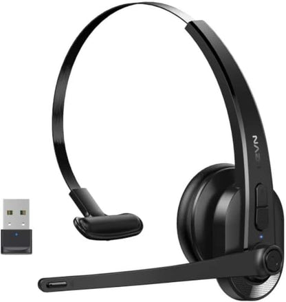 Wireless Headset with Mic for Work, Bluetooth Headset with AI Noise Cancelling Microphone, Wireless Headphones with Mic & Mute Button, USB Dongle for Work from Home/PC/Computer/Call Center/ Teams/Zoom