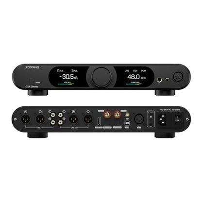 Topping DX9 Discrete Full Balanced DAC Headphone Amplifier Combo, 10000mW x 2 Amp with AK4118 XU-316 DSD512 32Bit/768kHz, 16-Element PSRM Architecture, USB/Bluetooth/2*Opt/2*Coax/AES/IIS Input, Black - color: Black