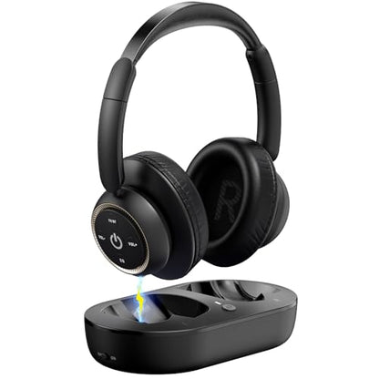 Wireless TV Headphones, 2.4GHz Low Delay with Transmitter,BKGD - color: BlackGold