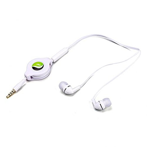 Premium Sound Retractable Headset Hands-Free Earphones Mic Dual Earbuds Headphones in-Ear Wired [3.5mm] White for MetroPCS Samsung Galaxy Grand Prime - MetroPCS Samsung Galaxy J7