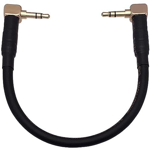 CNCESS Short Audiophile Audio Cable 3.5mm TRS, 6 Inches | Right Angle Male To Male