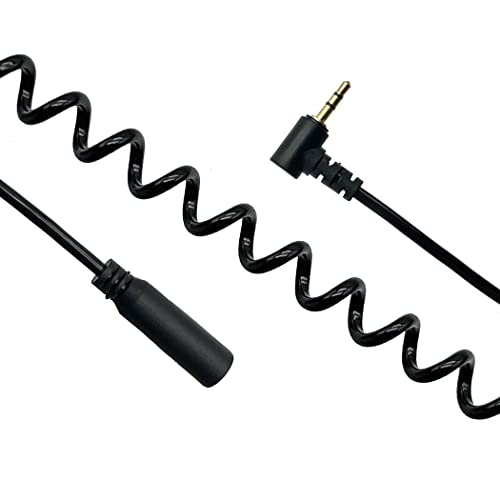 Seadream Coiled 2.5mm Audio Cable 2Pack Coiled 2.5mm Right Angled Male to Female Camera Remote,Headphone,Harmony Hub IR Blaster & IR Emitter Jack Gold Plated Cable - style: 2Pack Coiled M to F