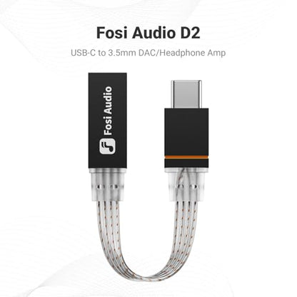 Fosi Audio D2 USB C to 3.5mm Audio Adapter Dongle, DAC Amp for IM4 Wired IEM Earbuds, Headphone Jack Adapter with Mic Support, Type C Male to 3.5mm Female, 32bit/384kHz