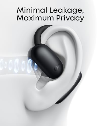 Soundcore AeroFit 2 by Anker Open Ear Earbuds, Open Ear Headphones, Earbuds | Real-Time Translation, 4 Adjustable Positions, 42H Playtime, Rich Bass, Hi-Res, IP55, AI Clear Calls, Wireless Charging - color: Black, style: Standard