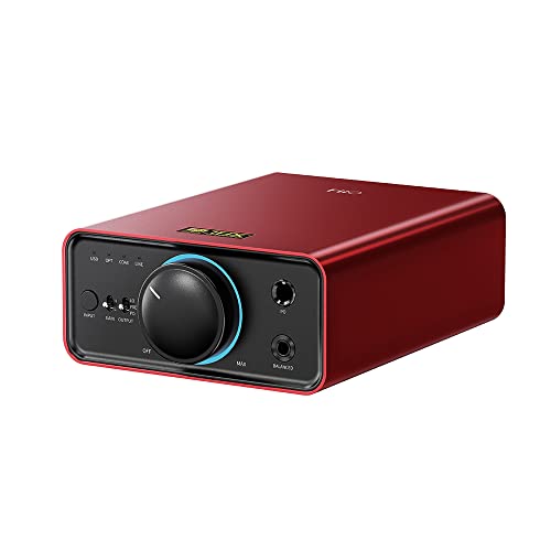 FiiO K7 Full Balanced HiFi DAC Headphone Amplifier AK4493S*2, XMOS XU208 PCM384kHz DSD256,USB/Optical/Coaxial/RCA Inputs, 6.35mm/4.4mm Output - color: Red
