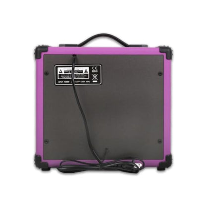 Purple Electric Guitar Amplifier Portable Practice Guitar Amp Drive Gain Bass Treble Full Accessories with Noiseless Cable Picks Adapater Earphones Aux Cable in (Purple, 20W) - color: Purple