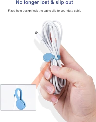 6 PCS Silicone Magnetic Cable Ties, Reusable cord Organizer clips | magnet cord holder for phone charging, compatible with USB/lightning cables, bookmarks, whiteboard magnets, fridge magnets - size: 6-PCS
