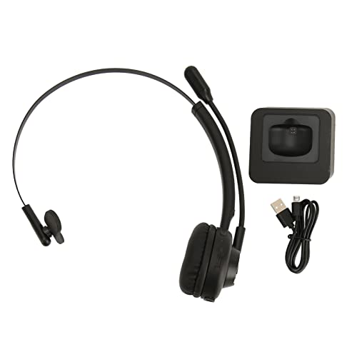 Telephone Headset with Charging Base for PCs Tablets Wireless Business Headset Black V5.0