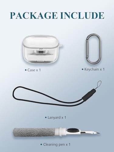 Case for JBL Tune Buds 2 True Wireless Noise Cancelling Earbuds,Clear Soft TPU Protective Cover with Keychain and Cleaner Kit for Women Men Shockproof Skin,Clear