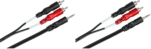 HOSA CMR-206 3.5 mm TRS to Dual RCA Stereo Breakout Cable, 6 Feet,Black (Pack of 2) - size: 6 Feet (Pack of 2)