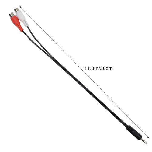 3.5 mm to Dual RCA Audio Cable 1x Male to 2X RCA, Black | Female 1/8 Stereo Mini Jack RCA Adapter Audio Plated Copper Shell Stereo Audio Adapter Cable