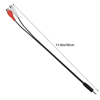 3.5 mm to Dual RCA Audio Cable 1x Male to 2X RCA, Black | Female 1/8 Stereo Mini Jack RCA Adapter Audio Plated Copper Shell Stereo Audio Adapter Cable
