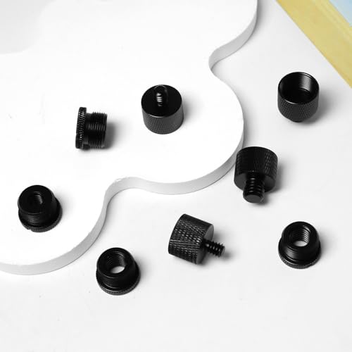 8Pcs Mic Stand Adapter,Screw Thread Adapter Set for Microphone,5/8 Female to 3/8 Male and 3/8 Female to 5/8 Male, 5/8 Female to 1/4 Male and 1/4 Female to 5/8 Male Adapters(Black)