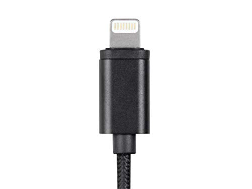 Monoprice MFi Certified Lightning to 3.5mm Jack Audio Adapter - Nylon Braided, Black