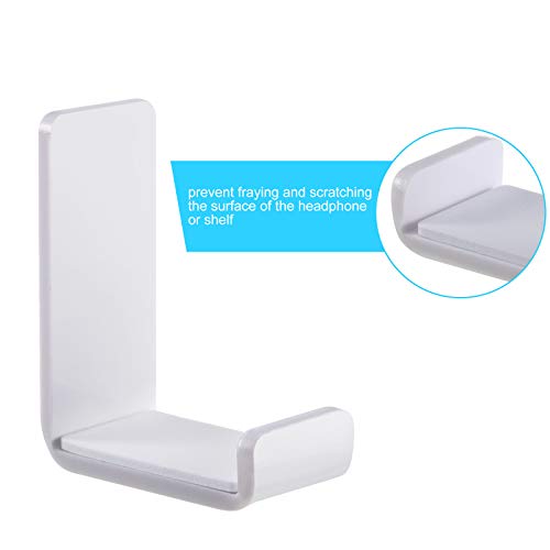 Weewooday 4 Pieces Headphone Hanger Headset Stand Holder, White | Adhesive Wall Mount Headphone Hook under Desk Acrylic Gaming Earphones Hanger for Earphone Controller - color: White