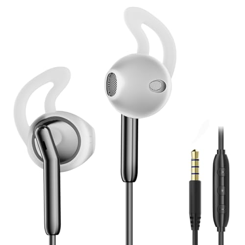 Earbuds Wired with Microphone Noise Cancelling Stereo Bass In-Ear Earphones | Installable Ear Hooks,Clear Calling,Comfortable Fit Wired Headphones Heavy Bass,ENC Noise Reduction Phone Call
