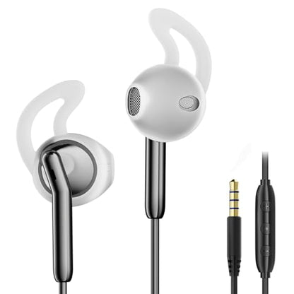 Earbuds Wired with Microphone Noise Cancelling Stereo Bass In-Ear Earphones | Installable Ear Hooks,Clear Calling,Comfortable Fit Wired Headphones Heavy Bass,ENC Noise Reduction Phone Call