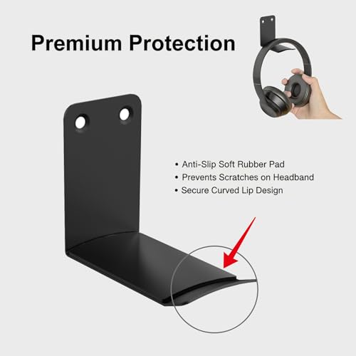 Heavyrain 2PCS Under Desk Headphone Hanger | Storage Hook Metal Desk Edge Hook Hanger with Clamp-On Design (Medium) - size: Medium