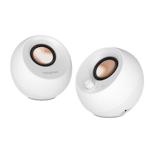 Creative Pebble Pro, 2.0 USB-C Desktop Speakers, RGB, White | 2.0 speakers, Bluetooth, USB-C, RGB Lighting, Clear Dialog, Stereo Speakers, Desktop Audio, PC Speakers, White - color: White