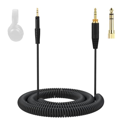 Replacement Audio Upgrade Cable for Sennheiser HD8 DJ, HD7 DJ, HD6 Mix, HD599, HD598, HD579, HD569, HD558 Headphones, 2.5mm to 3.5mm Aux Cord with 6.35mm Adapter Retractable Coiled Design (4FT-15FT)