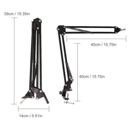 EBTOOLS Microphone Boom Arm, Adjustable Aluminum Alloy Desk Mount Mic Stand with 360 Ball Head and Cable Management, for Podcast Streaming Gaming Studio
