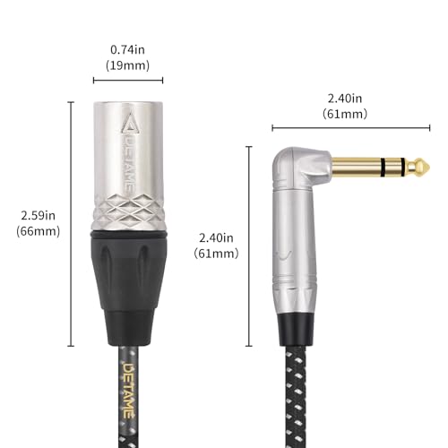 6FT Right Angle 1/4 TRS to XLR 3Pin Male Audio Cable,3Pin XLR Male to 6.35mm 90 Degree Turn TRS Active Speaker Signal Cable - size: 6Feet