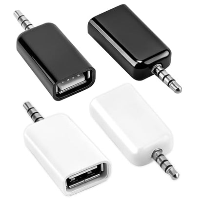 4 Pack AUX to 3.5mm Audio Adapter, USB A Female to Male Converter, USB A Female 3.5mm Male Audioes Converter Jack Plug for USBs Flash Drive Car CD Player MP3 Music Auxiliary Port Only ﻿